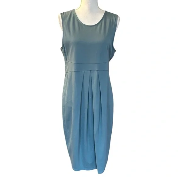 La Clef Sleeveless Fitted Career Maternity Dress Women’s SZ XL Blue Baby Bump - Picture 3 of 8